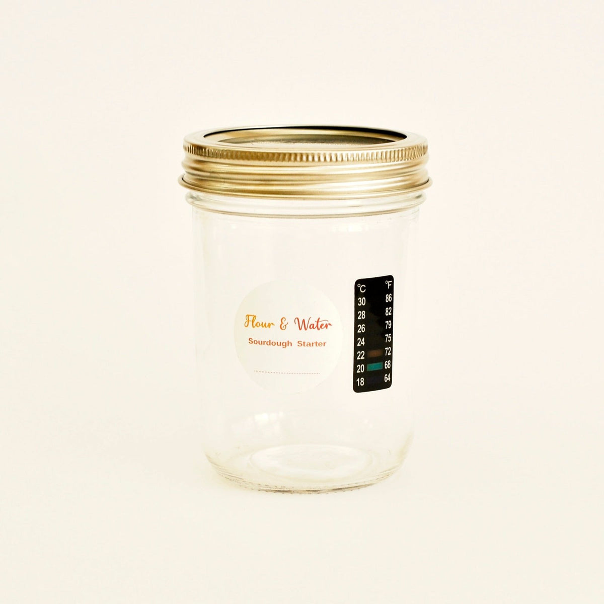 Wide-mouth mason starter jar with lid and thermometer
