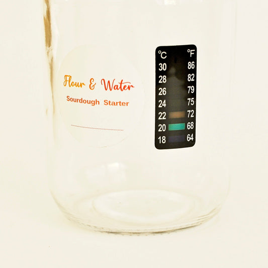 Mason Type Sourdough Starter Jar with Thermometer - Flour + Water Baking