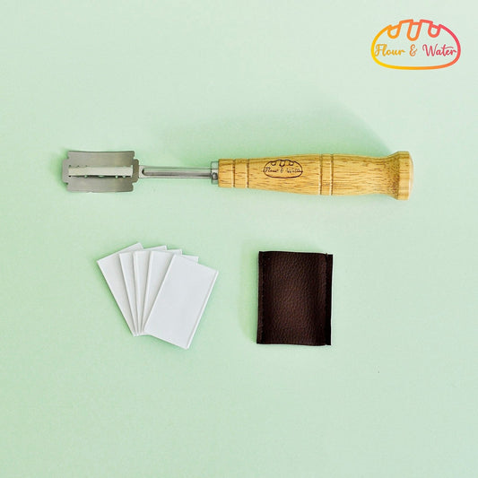 Bread Scoring Lame With Razor Blades and Leather Cover - Flour + Water Baking