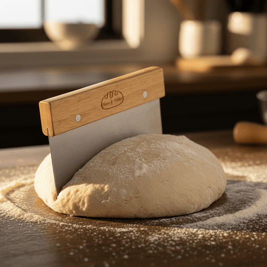 Stainless Steel Bench Scraper / Dough Cutter with Ruler - Flour + Water Baking