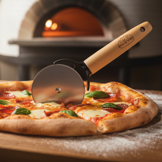 Stainless Steel Pizza Wheel Slicer / Roller Blade with Wooden Handle