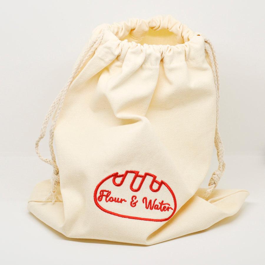 Cotton canvas bread bag with drawstring closed