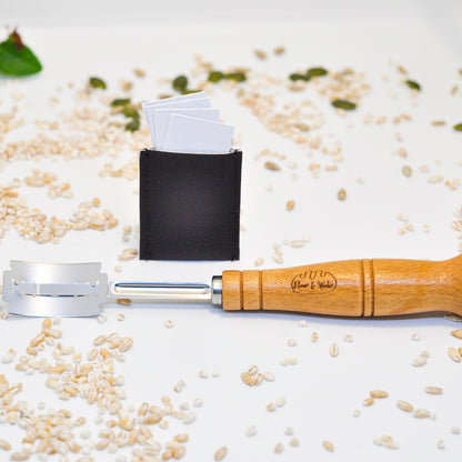 Bread Scoring Lame With Razor Blades and Leather Cover