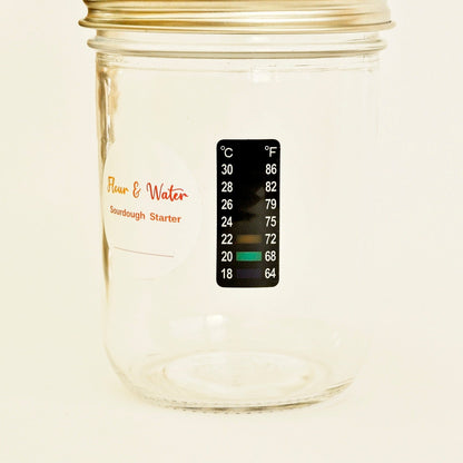 Starter jar thermometer showing Celsius and Fahrenheit readings
